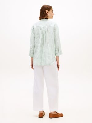Женские рубашки Tommy Hilfiger Collarless Linen Shirt — фото 4