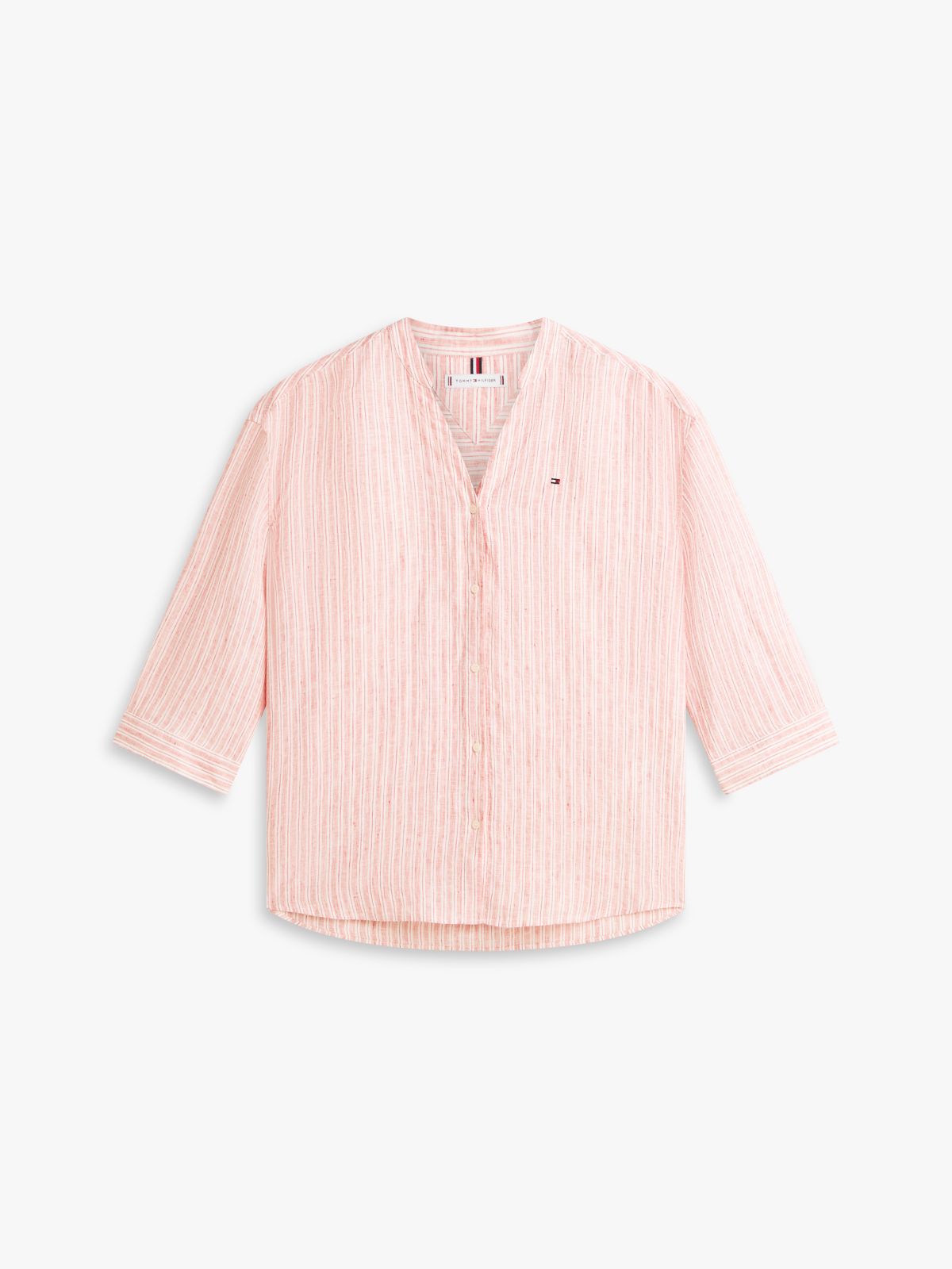 Collarless Linen Shirt — Fireworks