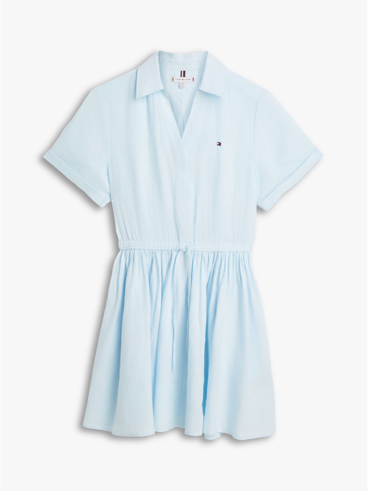Linen Mini Shirtdress — Keepsake Blue