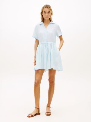 Linen Mini Shirtdress, Keepsake Blue