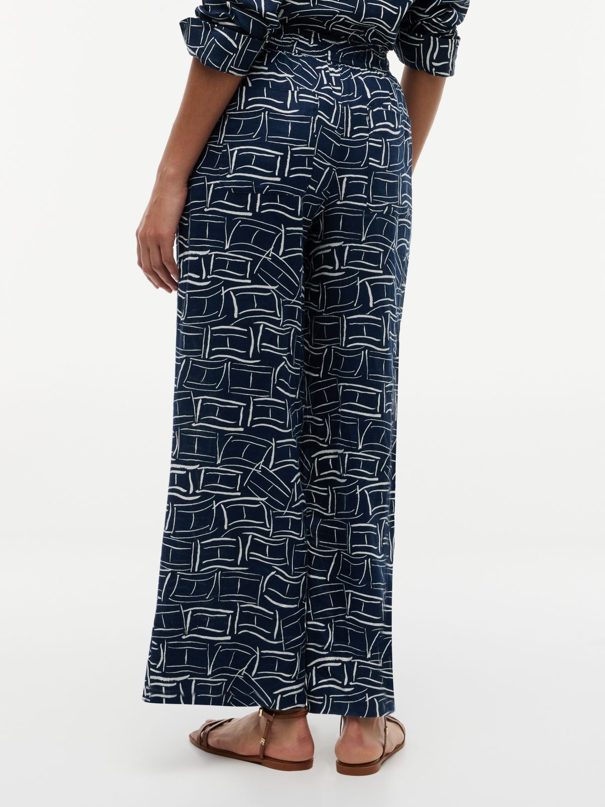 Relaxed Linen Pull-On Pant — Navy