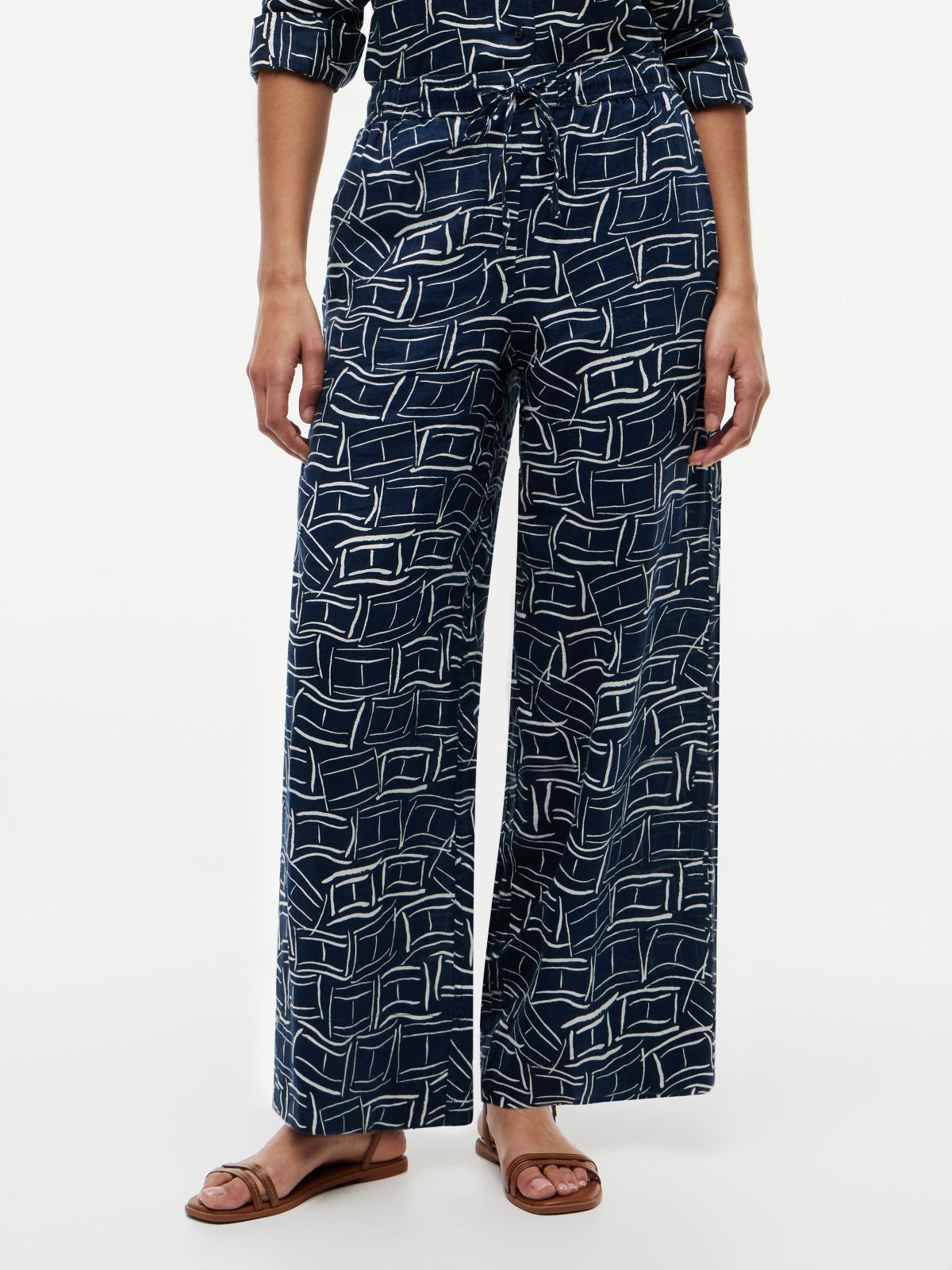 Relaxed Linen Pull-On Pant — Navy