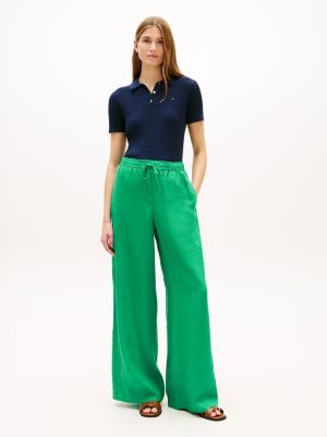 Relaxed Linen Pull-On Pant, Courtside Green