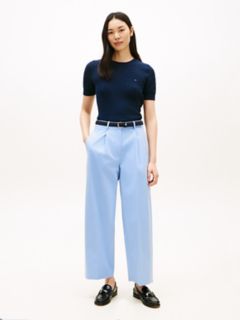 Pleated Twill Barrel Chino — Cloudy Blue 2