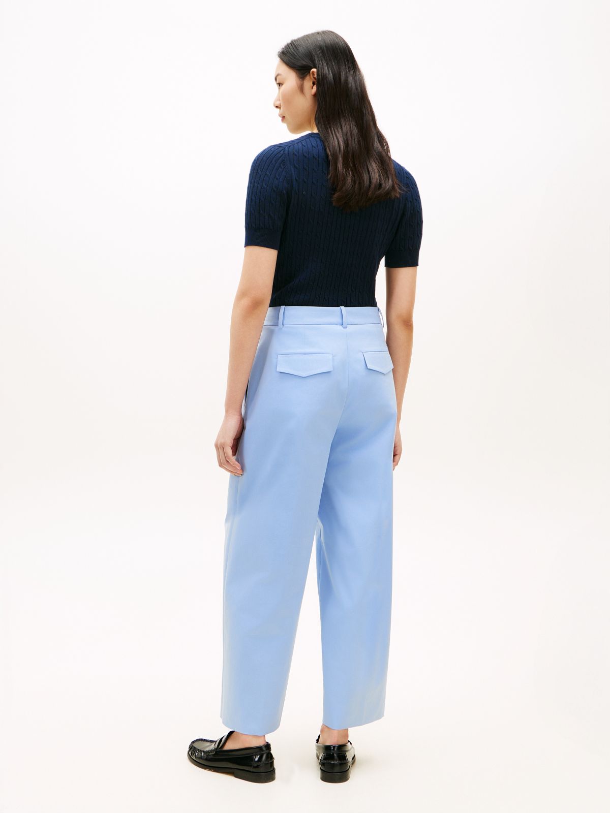 Pleated Twill Barrel Chino — Cloudy Blue