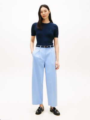 Pleated Twill Barrel Chino, Cloudy Blue