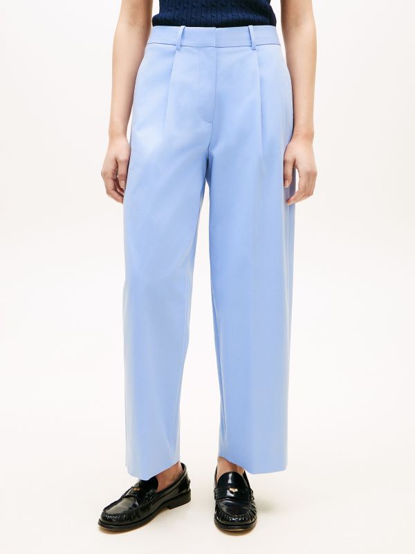 Pleated Twill Barrel Chino — Cloudy Blue