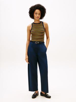 Pleated Twill Barrel Chino, Dark Night Navy