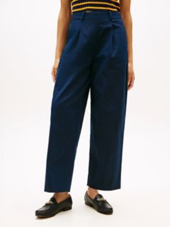 Pleated Twill Barrel Chino — Navy 1