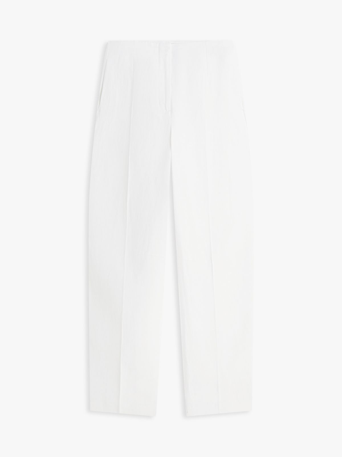 Tailored Linen-Blend Barrel Pant — Optic White