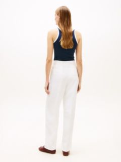 Tailored Linen-Blend Barrel Pant — Optic White 4