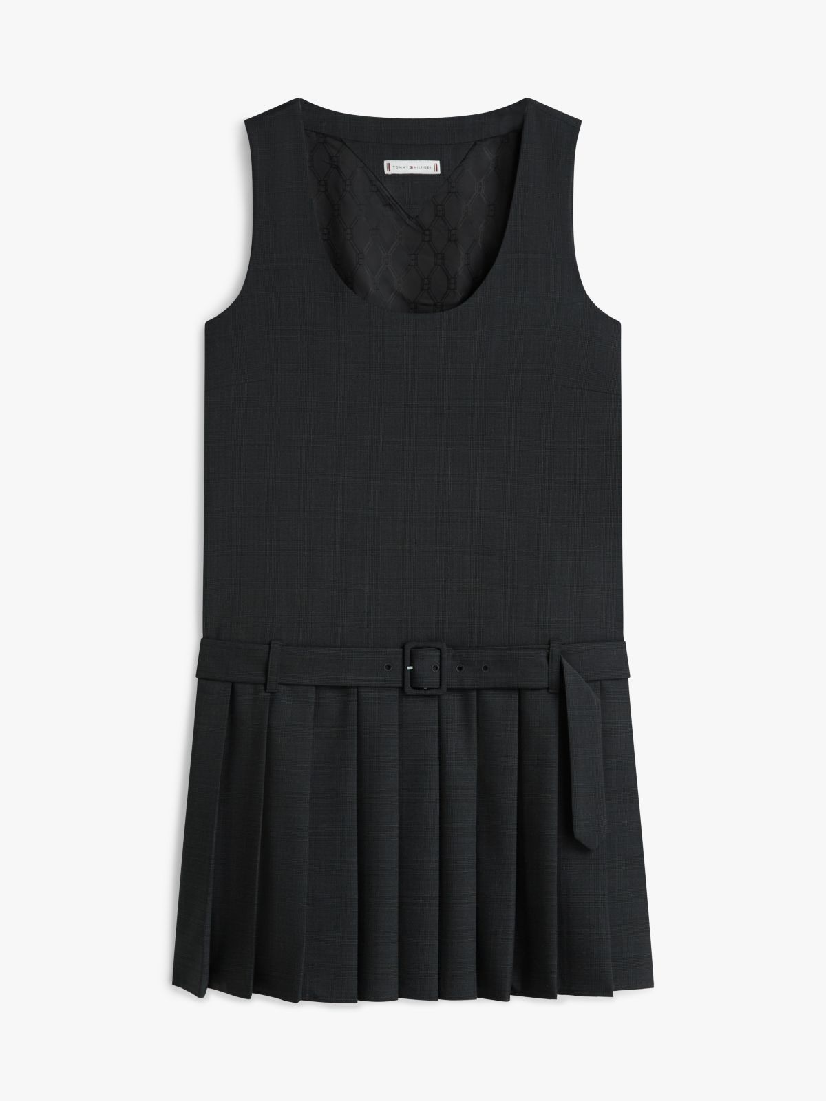 Wool-Blend Pleated Mini Dress — Grey Blend