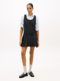 Wool-Blend Pleated Mini Dress — Grey Blend 1