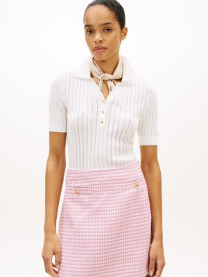 Short-Sleeve Pointelle Sweater Polo