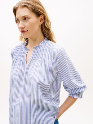 Женские рубашки Tommy Hilfiger Ruffle-Trimmed Pintuck Voile Shirt — фото 4