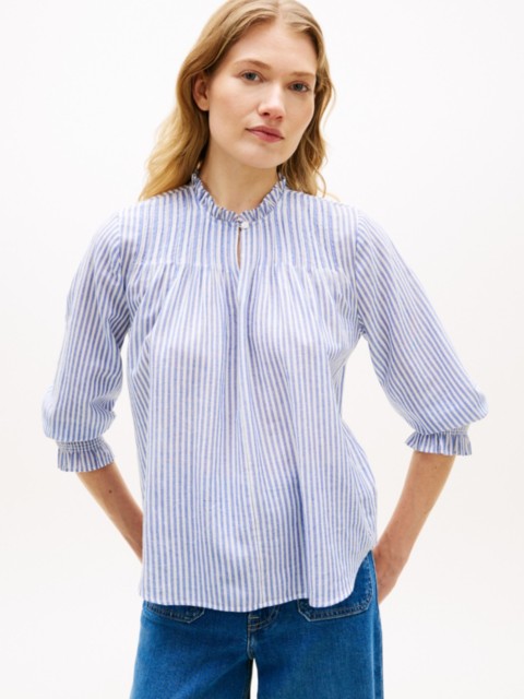 Женские рубашки Tommy Hilfiger Ruffle-Trimmed Pintuck Voile Shirt