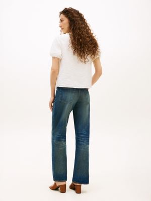 Женские рубашки Tommy Hilfiger Embroidered Eyelet V-Neck Shirt — фото 4