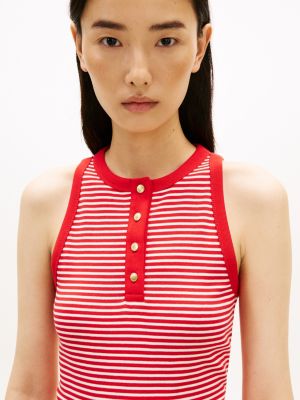 Женские свитеры Tommy Hilfiger Stripe Gold-Button Henley Tank Top — фото 2