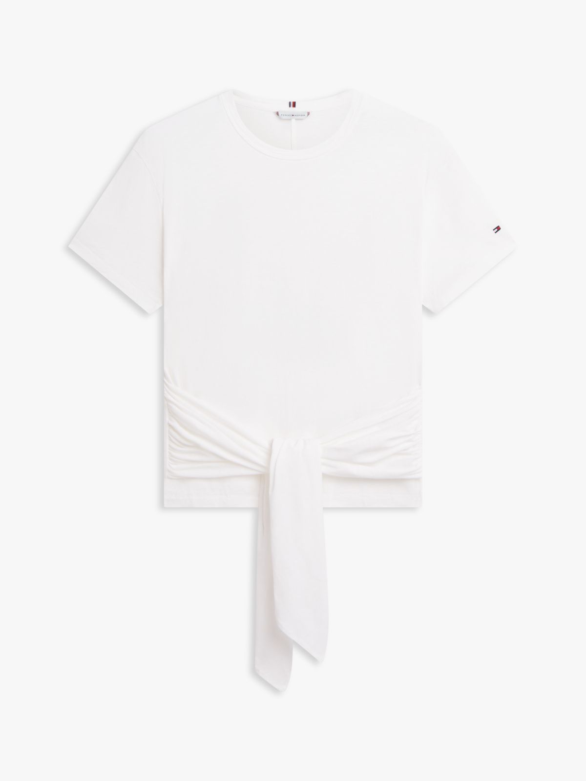 Tie-Front Slub Cotton T-Shirt — Ecru