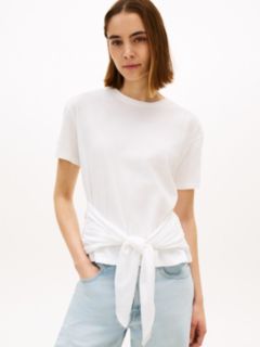 Tie-Front Slub Cotton T-Shirt — Ecru 1