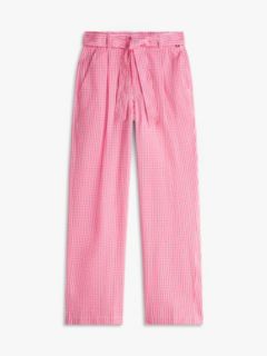 Belted Gingham Seersucker Tapered Pant — Pink Perfection / Ecru Gingham 5