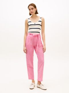 Belted Gingham Seersucker Tapered Pant — Pink Perfection / Ecru Gingham 2