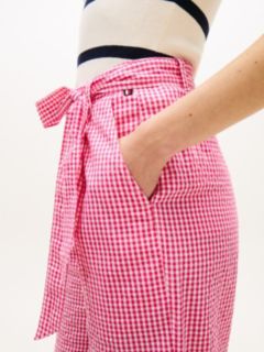 Belted Gingham Seersucker Tapered Pant — Pink Perfection / Ecru Gingham 3