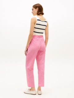Belted Gingham Seersucker Tapered Pant — Pink Perfection / Ecru Gingham 4