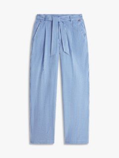 Belted Gingham Seersucker Tapered Pant — Blue Orbit / Ecru Gingham 5