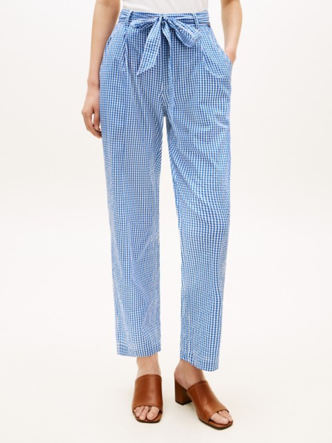 Женские брюки Tommy Hilfiger Belted Gingham Seersucker Tapered Pant