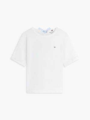 Женские футболки Tommy Hilfiger Mixed-Media Tie-Back T-Shirt — фото 5
