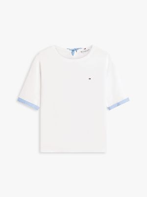 Женские футболки Tommy Hilfiger Mixed-Media Tie-Back T-Shirt — фото 6