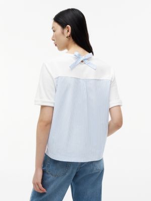 Женские футболки Tommy Hilfiger Mixed-Media Tie-Back T-Shirt — фото 4