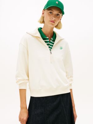 Monogram Fleece Quarter-Zip Sweatshirt, Calico