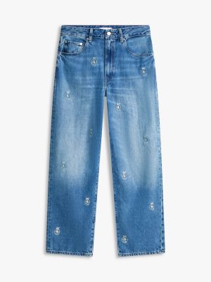 Женские джинсы Tommy Hilfiger Allover Crest Mid-Rise Barrel Jean — фото 5