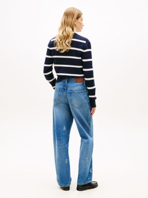 Женские джинсы Tommy Hilfiger Allover Crest Mid-Rise Barrel Jean — фото 4