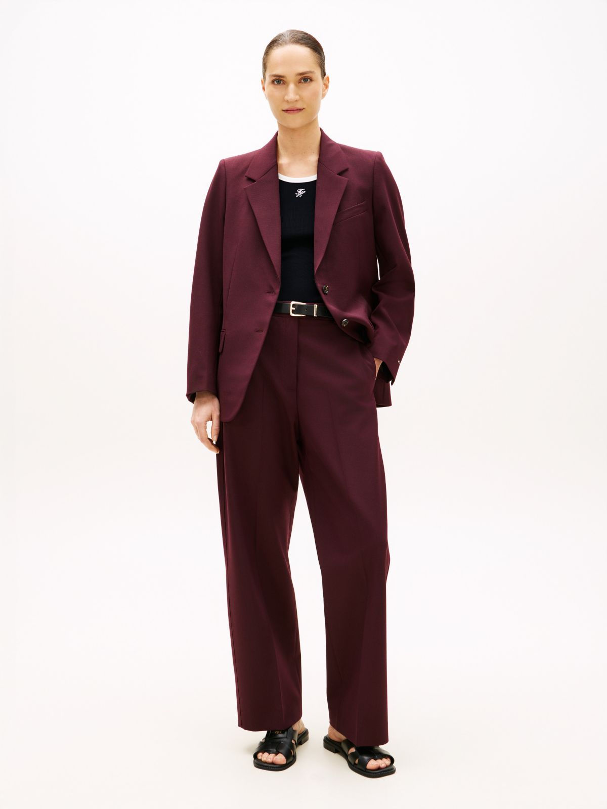 Wool-Blend Loose Straight Pant — Liberty Red
