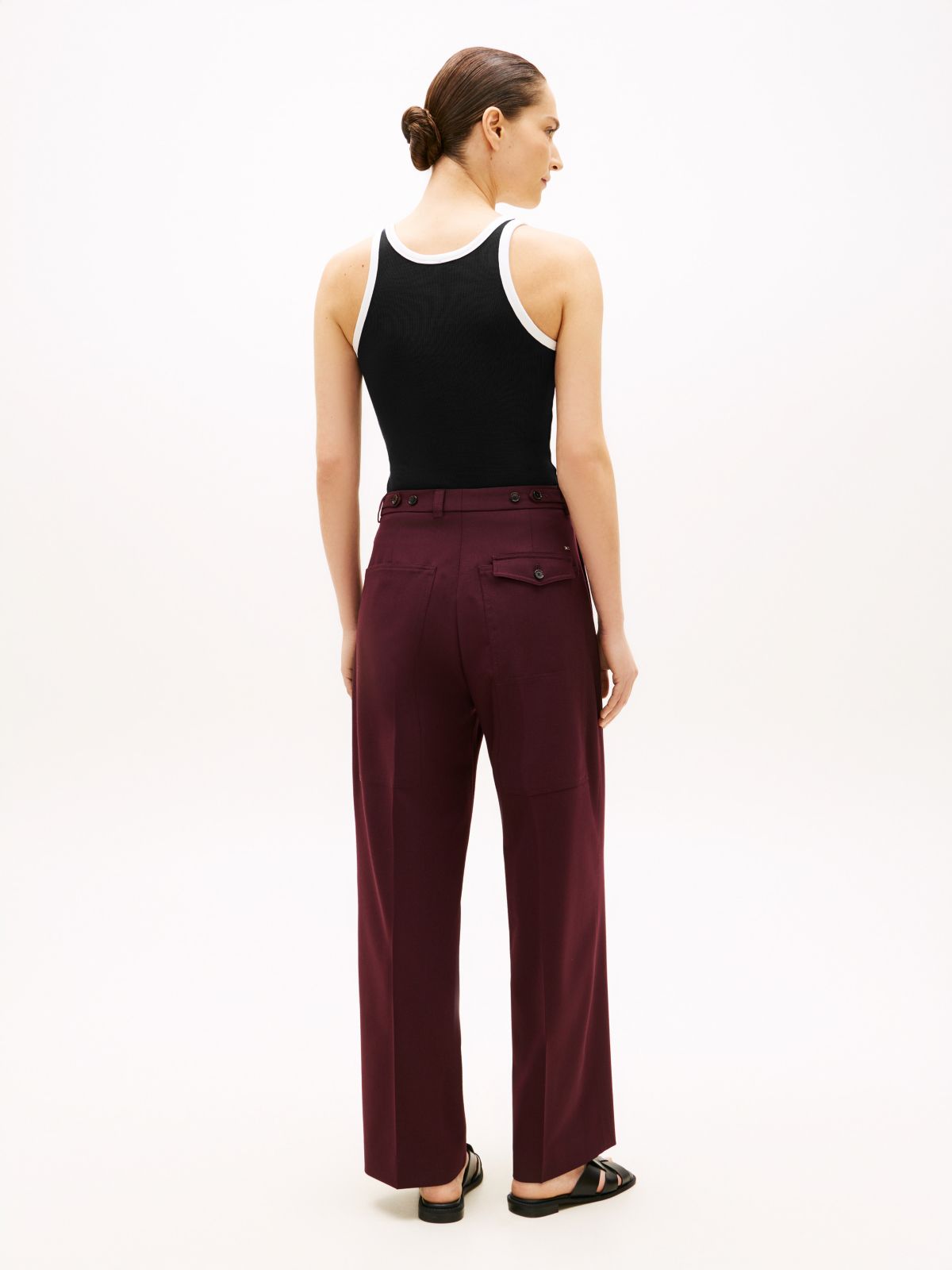 Wool-Blend Loose Straight Pant — Liberty Red