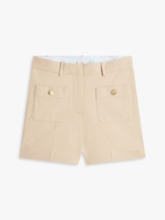 Gold-Button Twill Pocket Short — Beige 5