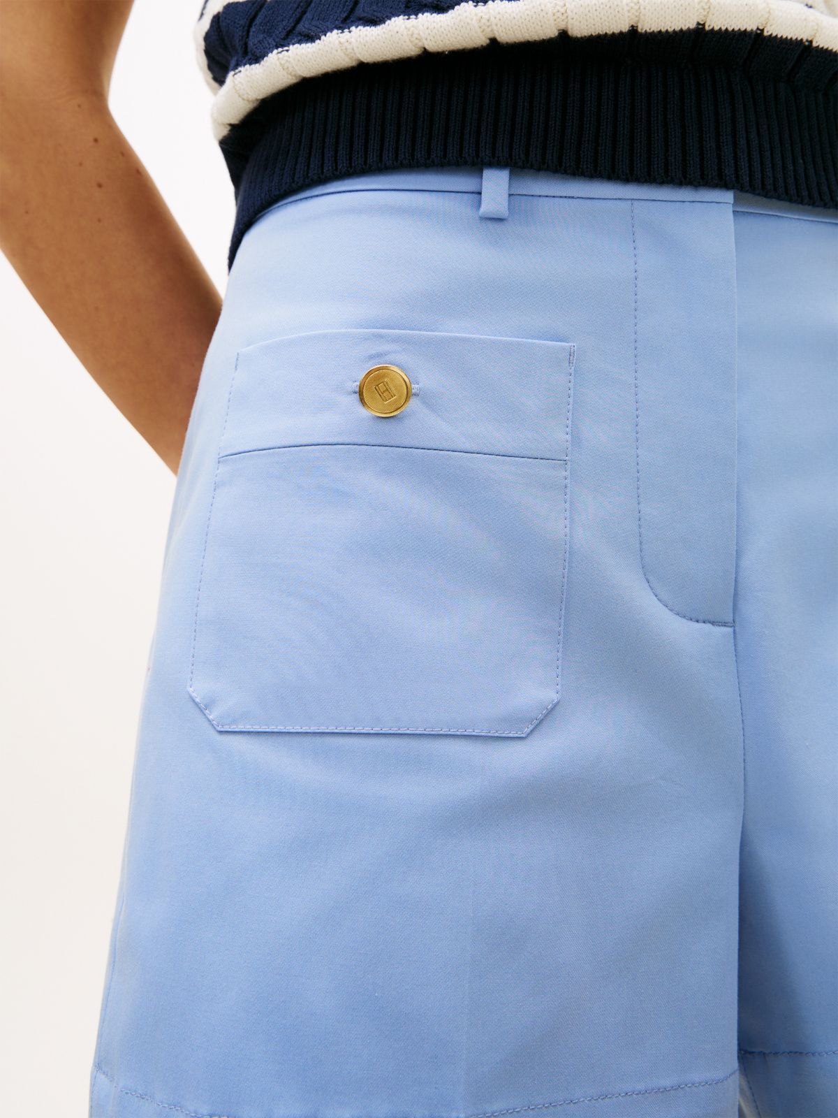 Gold-Button Twill Pocket Short — Cloudy Blue