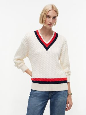 Relaxed Fit Cable Knit Cricket Sweater, Calico