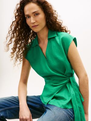 Женские топы Tommy Hilfiger Sleeveless Linen Wrap Top — фото 3