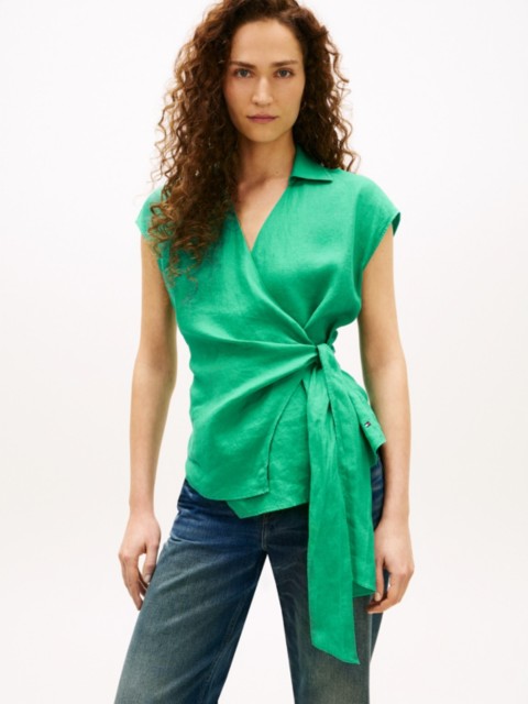 Женские топы Tommy Hilfiger Sleeveless Linen Wrap Top