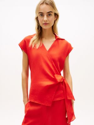 Sleeveless Linen Wrap Top, Fireworks