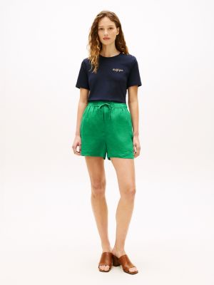 Linen Pull-On Short, Courtside Green