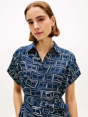 Tommy Hilfiger Flag Print Belted Linen Midi Shirtdress — фото 2