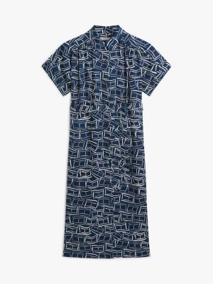 Tommy Hilfiger Flag Print Belted Linen Midi Shirtdress — фото 5