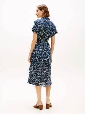Tommy Hilfiger Flag Print Belted Linen Midi Shirtdress — фото 4