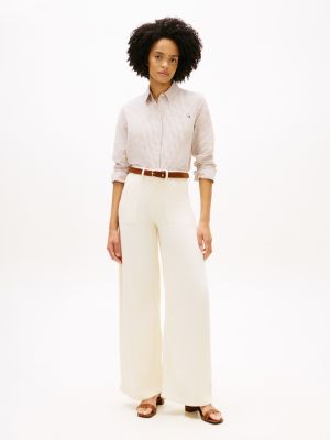 High-Rise Stretch Wide Leg Utility Jean, Soft Ecru