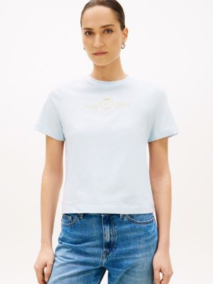 Gold-Tone Club Crest Logo T-Shirt, Keepsake Blue